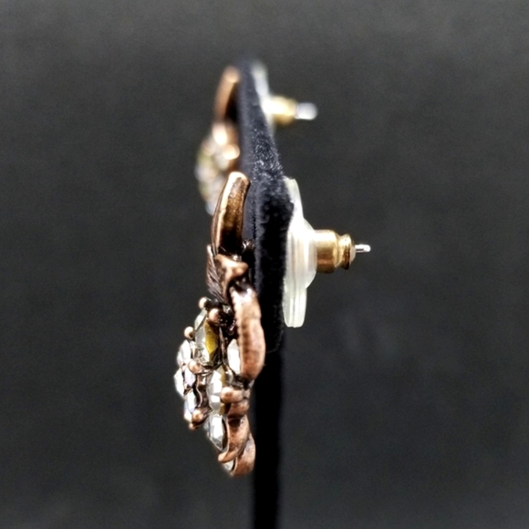 Copper aurora borealis crystal flower earrings - Picture 4 of 7